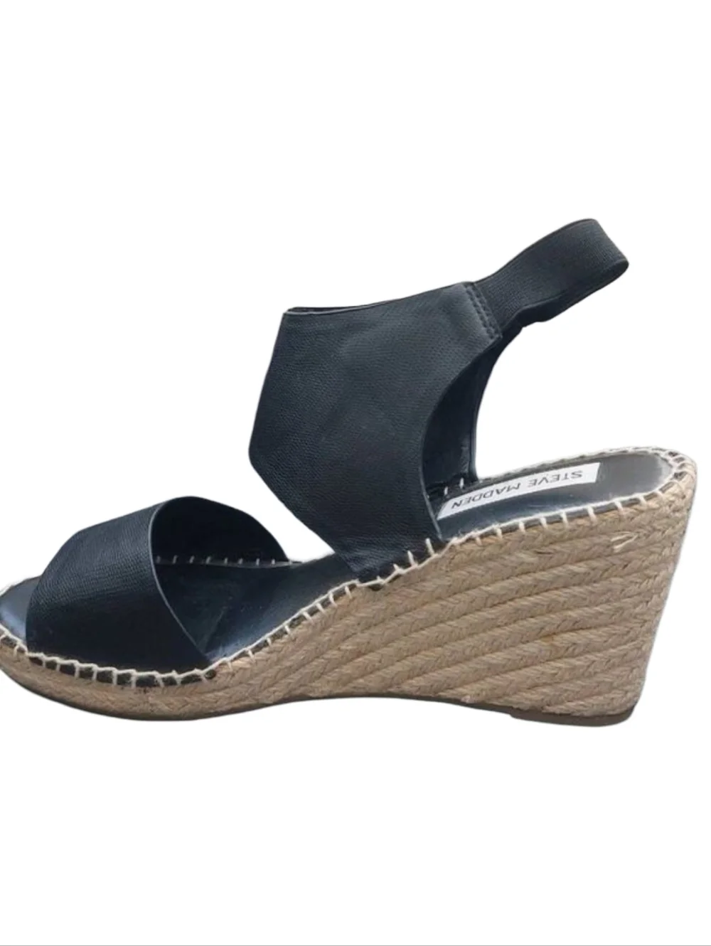 Steve Madden Edaya Black Espadrille Wedge Sandals Size 8M